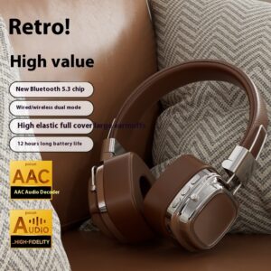 Retro Wireless Bluetooth 5.3 Headset with Dynamic Bass Boost