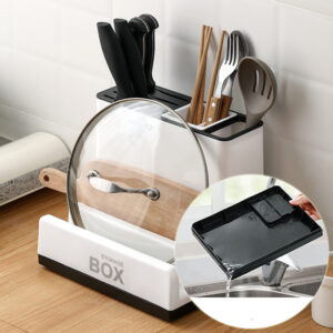 Kitchen Knife & Tableware Storage Rack – Plastic Organizer for Cabinets & Convenience