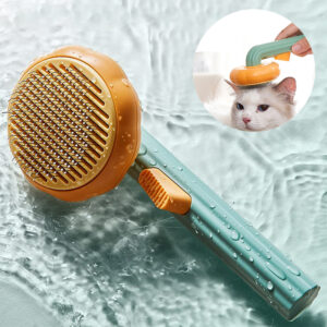 New Handheld Pet Cat Brush – Self-Cleaning Steel Wire Comb for Hair Removal