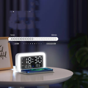 6-in-1 Wireless Charging Clock – Digital Thermometer, 15W Fast Wireless Charger, LED Night Light & Alarm