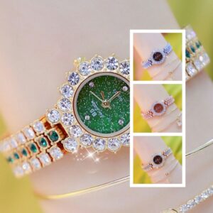 Multicolor Women's Fashion Quartz Watch – Luxury Stainless Steel Analog Wristwatch with Bracelet Set