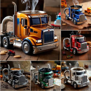 Durable Truck Coffee Mug – Handcrafted Semi-Truck & Semi-Trailer Shaped Coffee Cup for Family