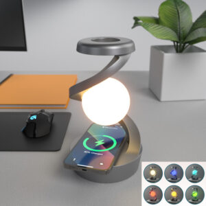 Rotating Moon Desk Lamp with Wireless Phone Charging & Sensor Control